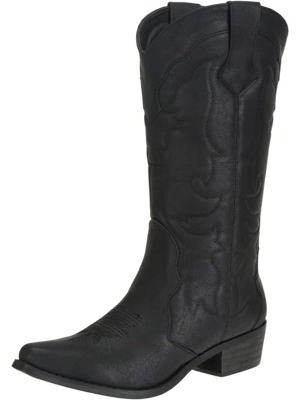 Women's Ladies Cowgirl Cowboy Boots Black Wide Calf Fashion Western Shoes